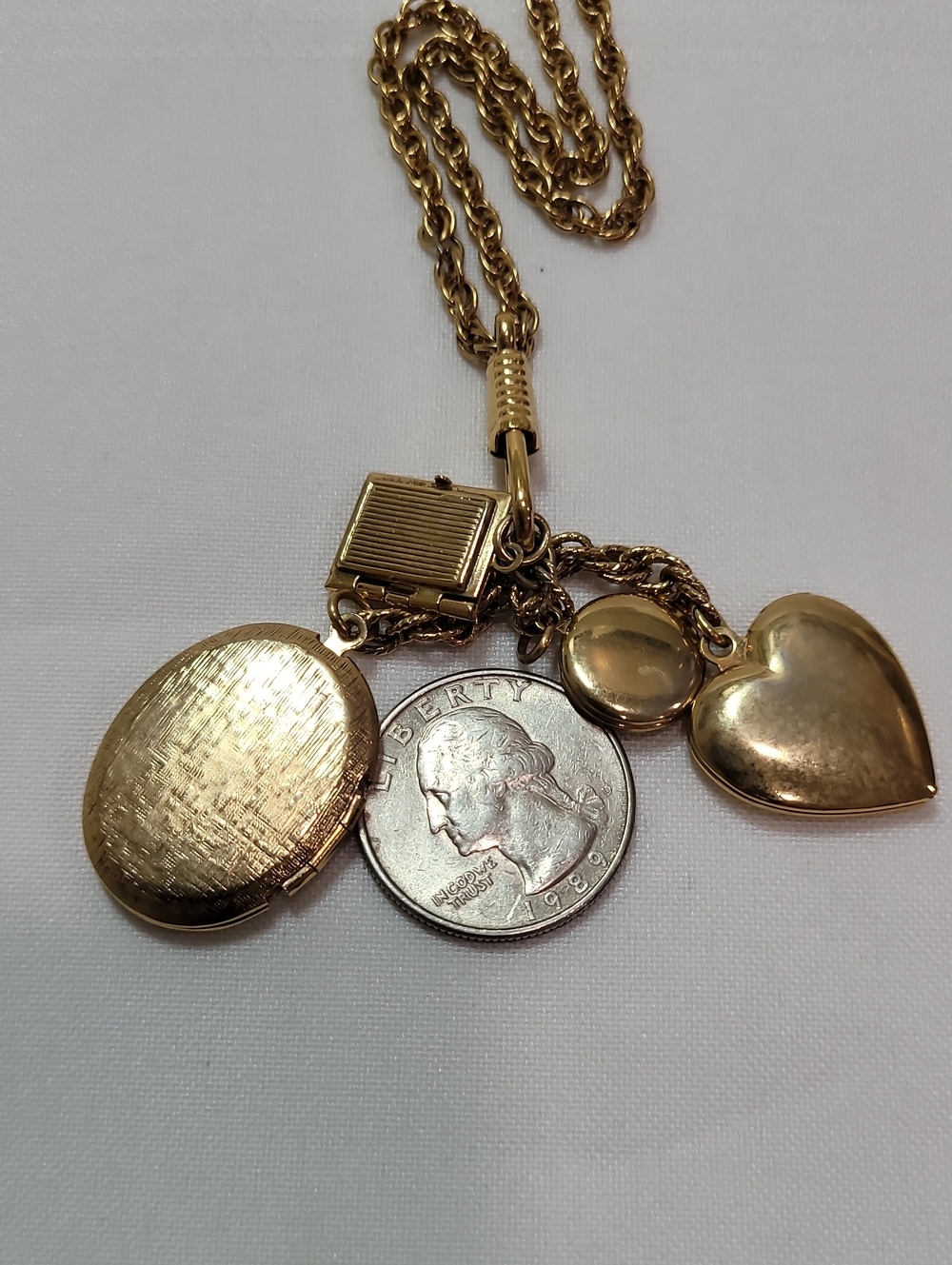 Four Locket Necklace Vintage Repurpised Art - Picture 8 of 8